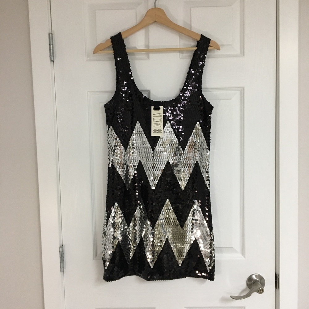 BB Dakota chevron sequin tank dress, size XS.